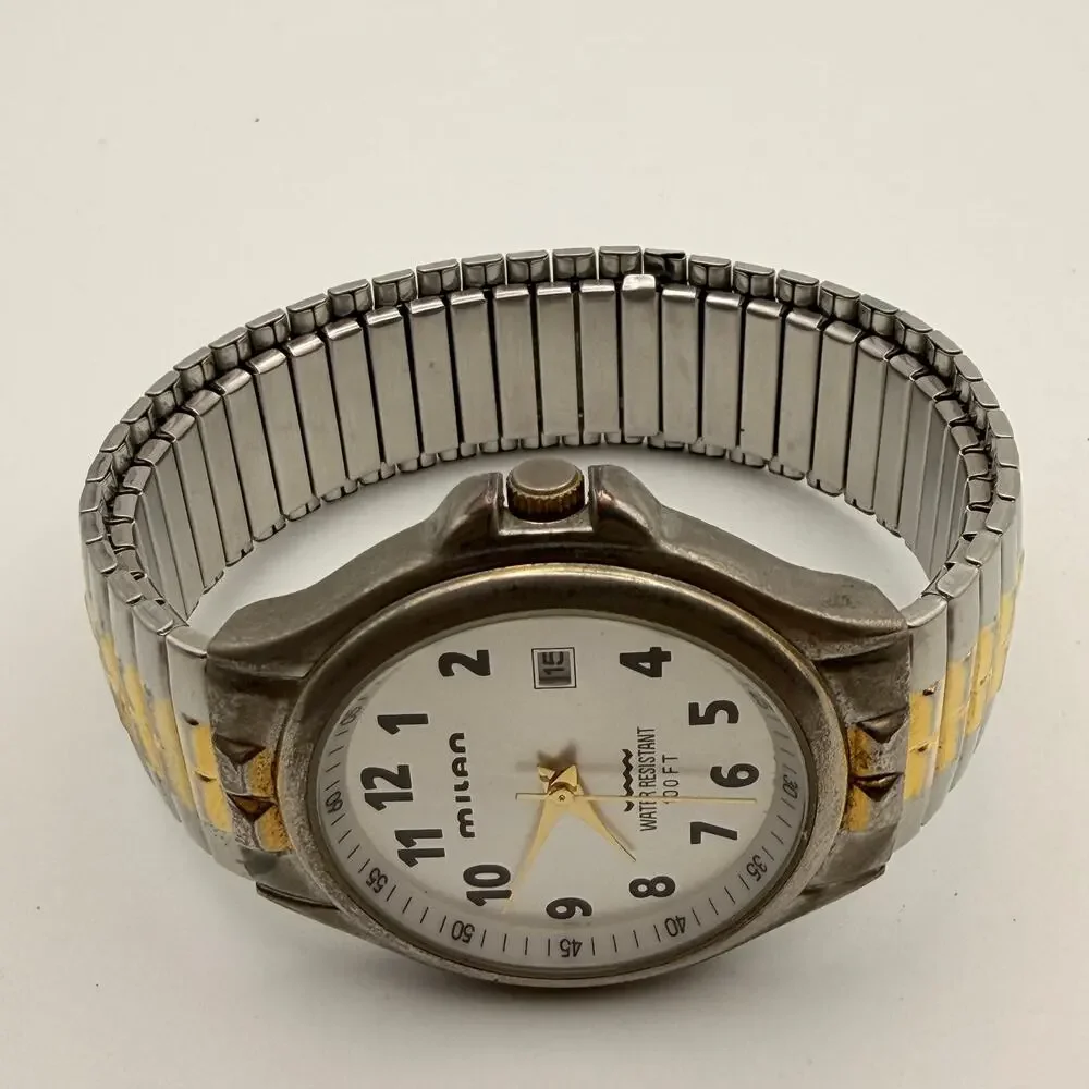 Elegant Milan Two-Tone Expansion Watch - Flexible Fit Working New Battery